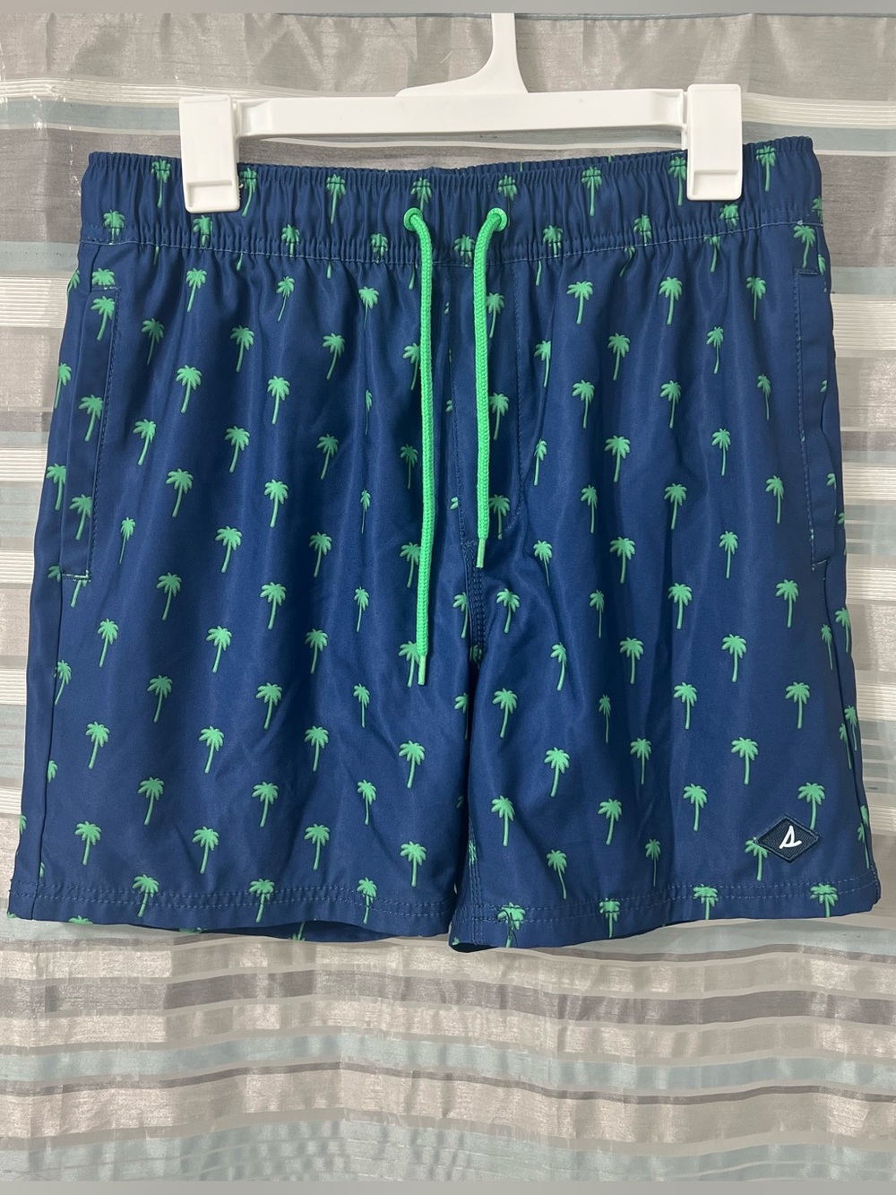 Sperry Men's Palm Tree Swim Trunks in Navy Blue